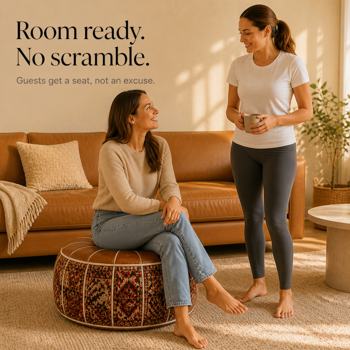 Stashly – Fillable Faux Leather Storage Pouf Ottoman