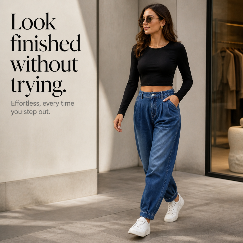 Slouchden – Elastic-Back Tapered Harem Jeans