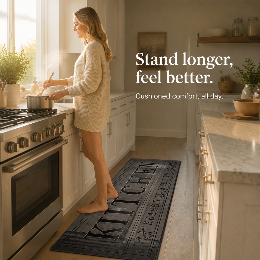 GripLuxe – Long Machine-Washable Kitchen Mat