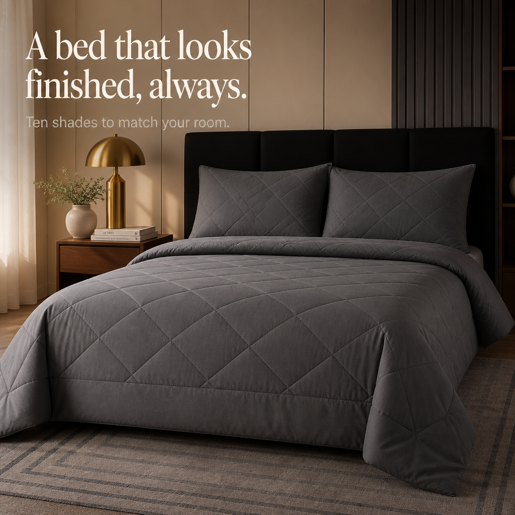 Wearbella – Diamond Quilted Charcoal Comforter Set