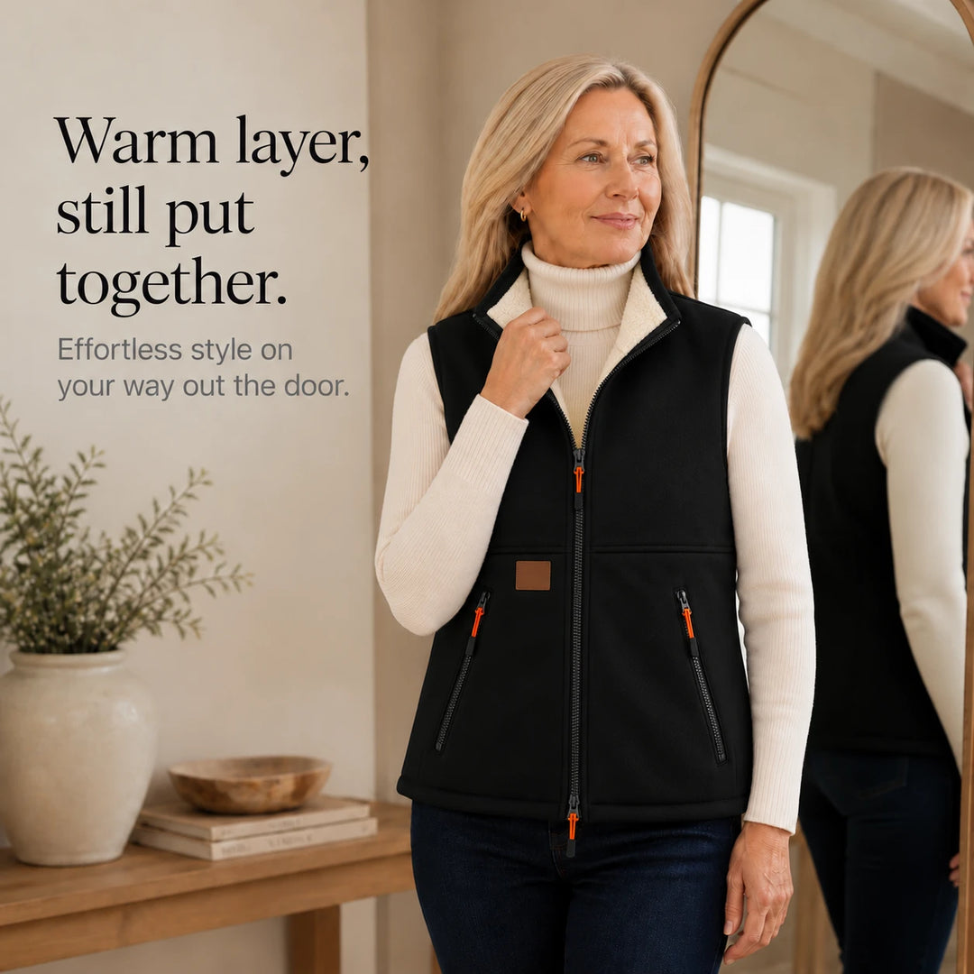 Veluna – Zip-Front Fleece High-Collar Vest