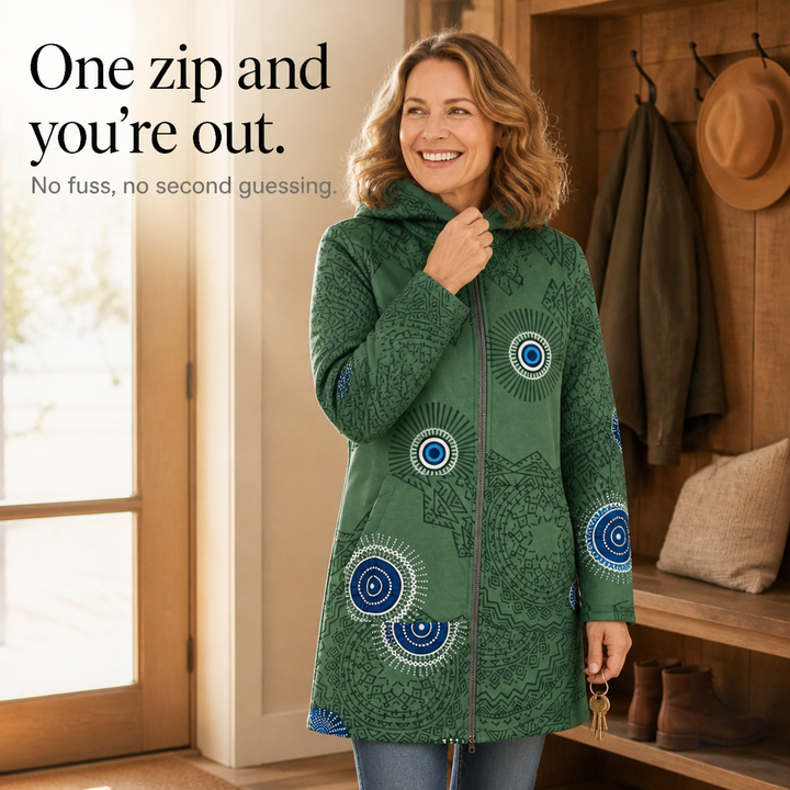Leaf & Loom – Printed Hooded Winter Coat