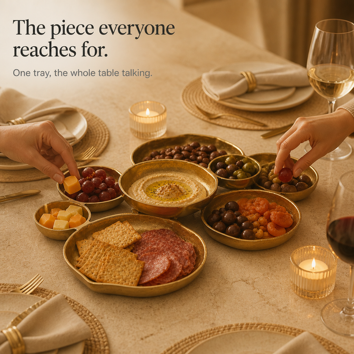 Clusterware – Nine-Bowl Clustered Metal Serving Tray