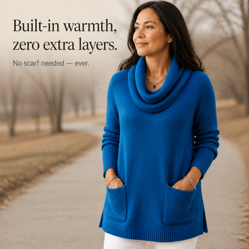 Everelle – Long-Sleeve Cowl-Neck Tunic Sweater