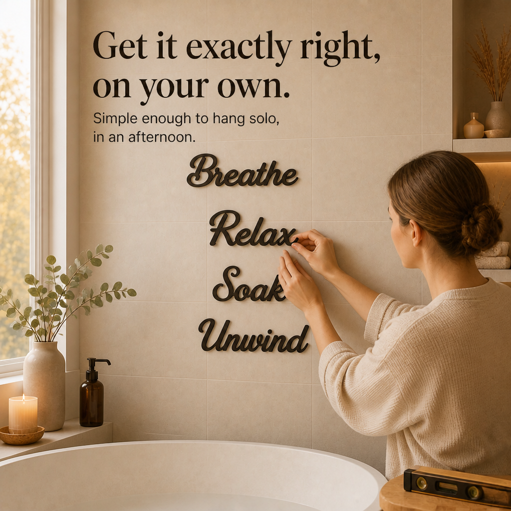 Millhouse Woodcraft – Layered Wood Cutout Bathroom Wall Sign Set