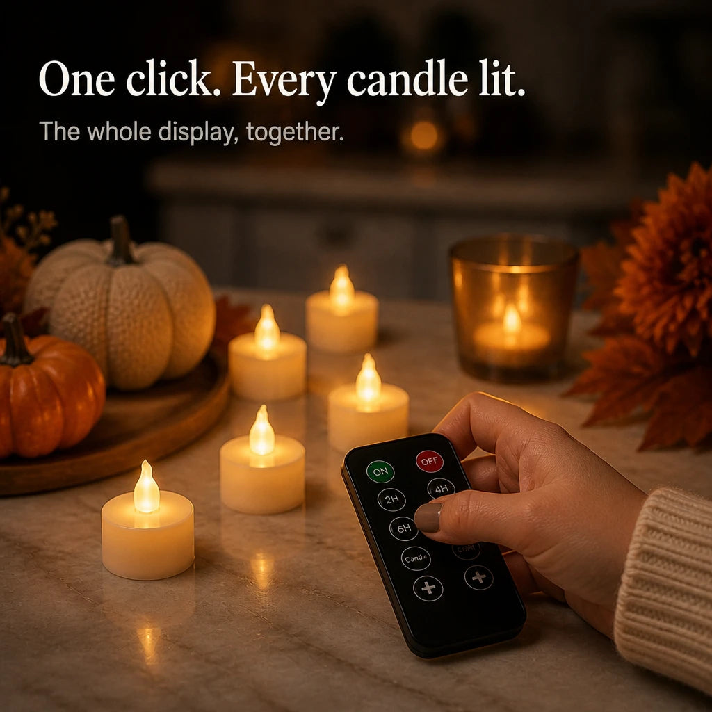 Glowlet – Warm Flame-Shaped LED Tea Light Candles (12-Pack)