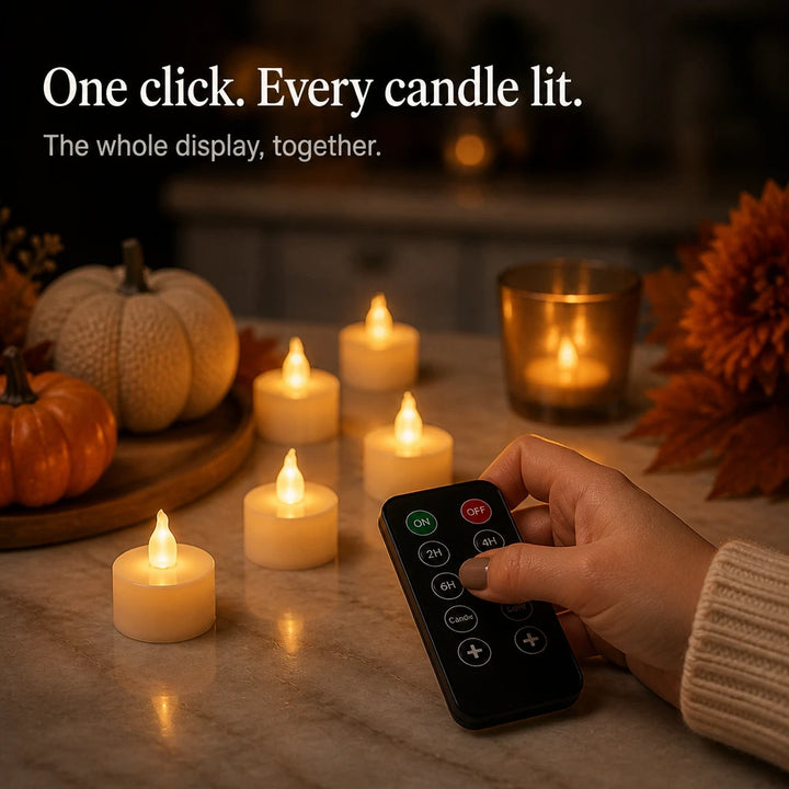 Glowlet – Warm Flame-Shaped LED Tea Light Candles (12-Pack)