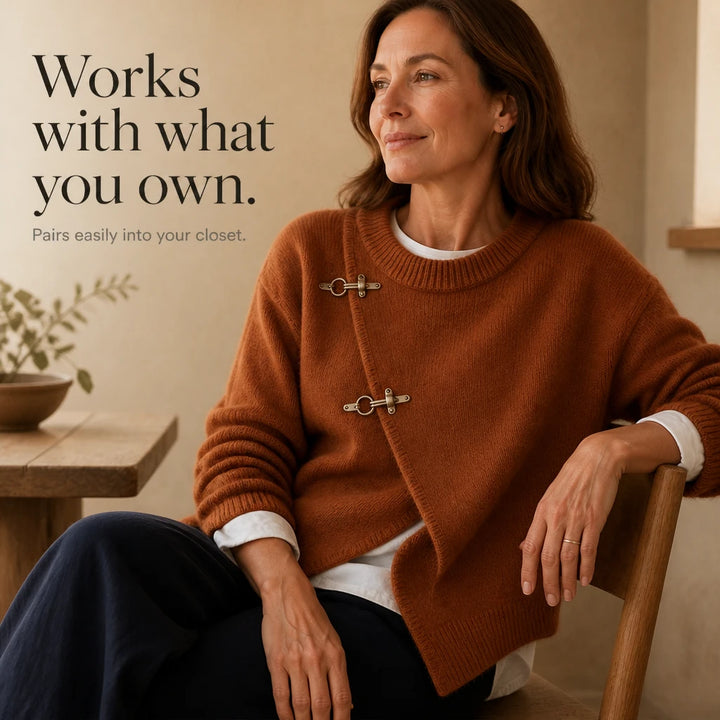 Caramelia – Asymmetric Toggle-Front Knit Cardigan