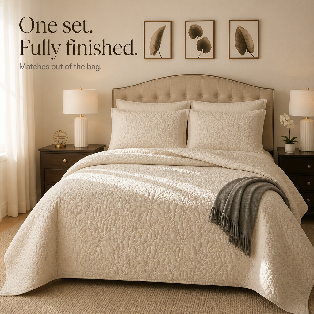 Beddura – Embossed Floral Washed Cotton Comforter Set