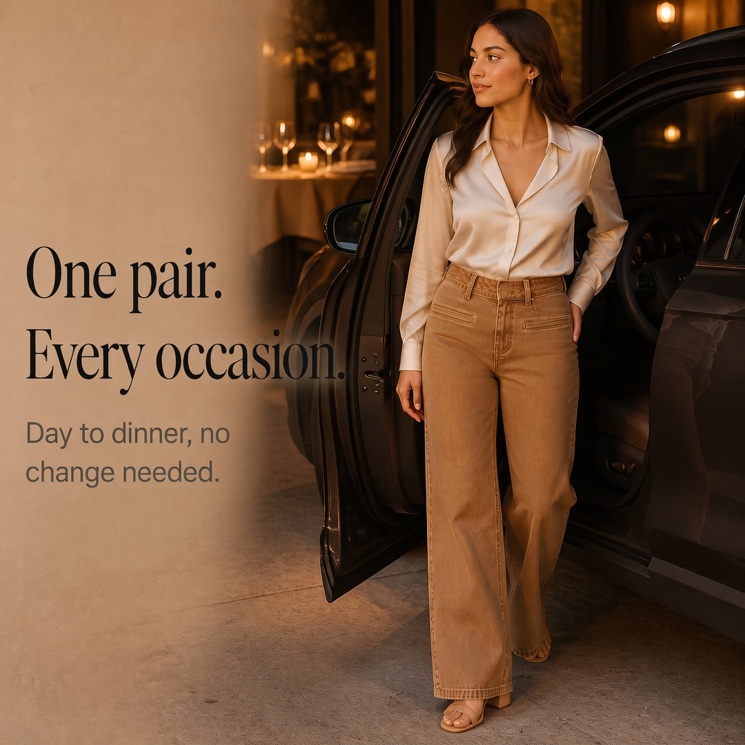 Highline – Double-Button Waistband Wide-Leg Jeans
