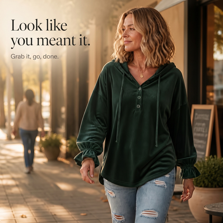 Drapella – Lantern Sleeve Ruffled Cuff Hoodie