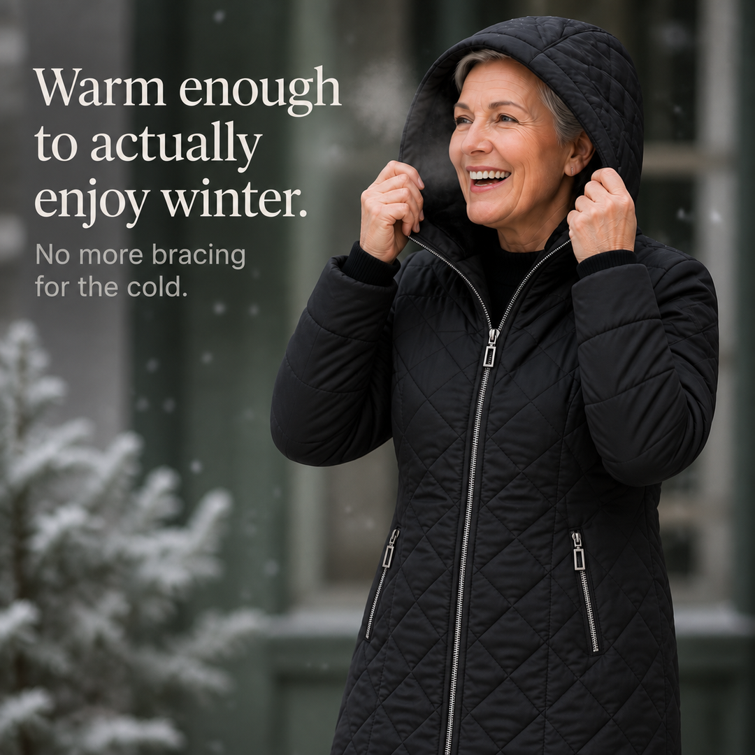 Veluna – Plush-Lined Mid-Length Hooded Winter Coat