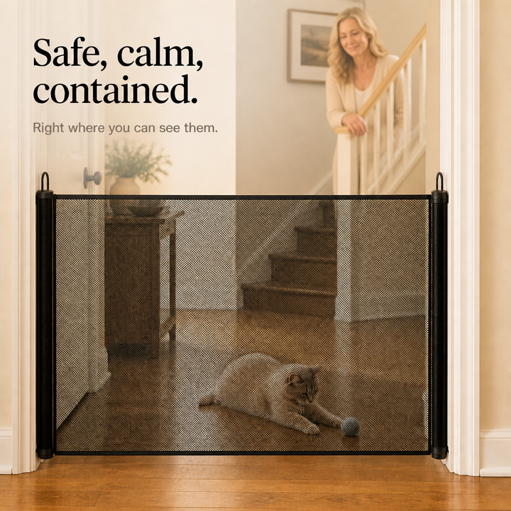 NoDrill Gate – Retractable Mesh Safety Gate