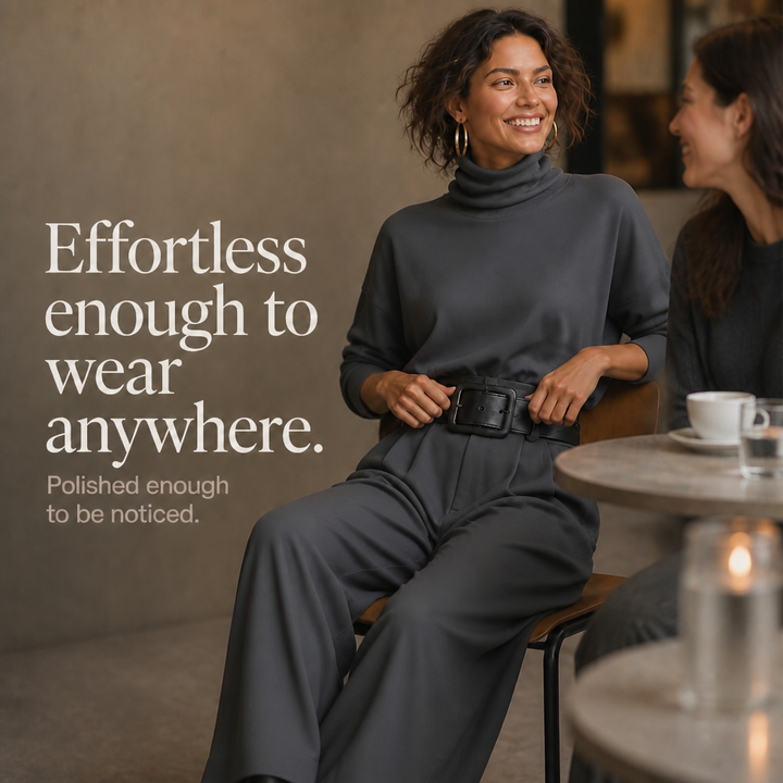 Wearbella – High-Waist Turtleneck And Trouser Set With Belt