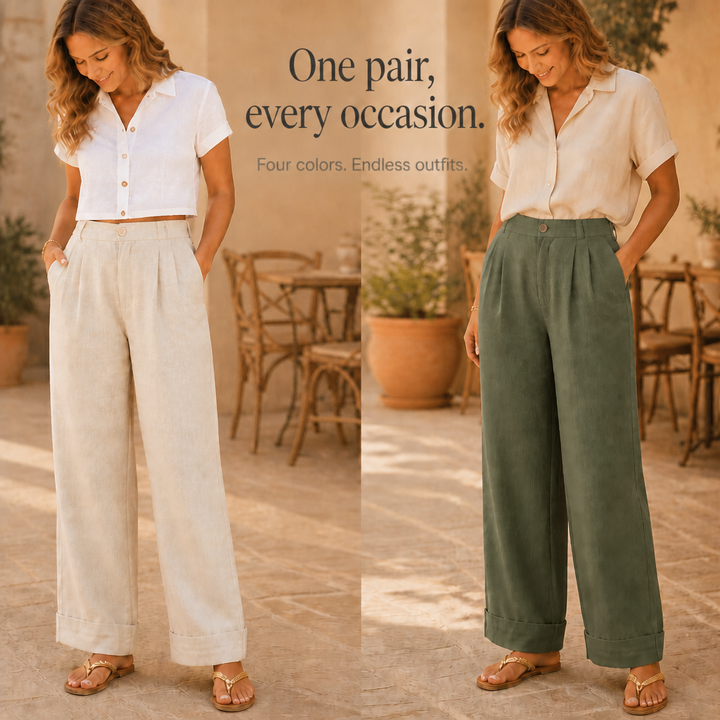 Trueline – Cotton-Linen Wide Leg Trousers