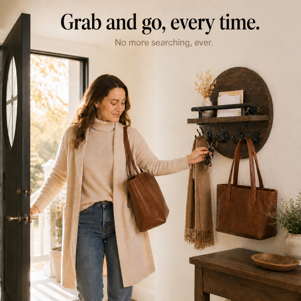 Keyhaven – Wall-Mounted Entryway Shelf With Double Hooks