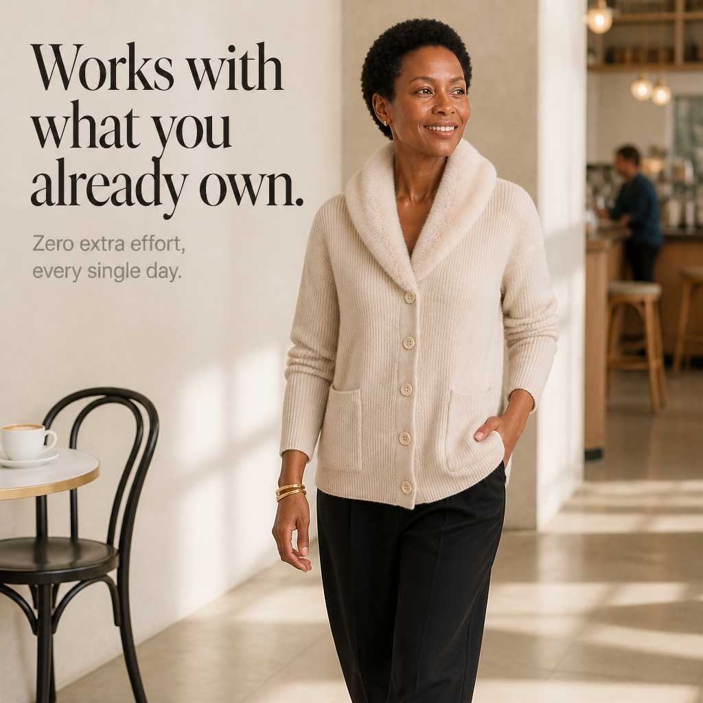 Shaguna – Shaggy Collar Ribbed Knit Cardigan