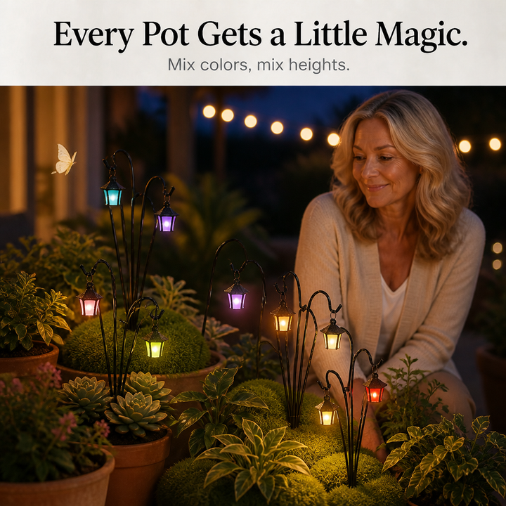 Duskwick – Glow-In-The-Dark Retro Lantern Plant Stake (7 Pcs)