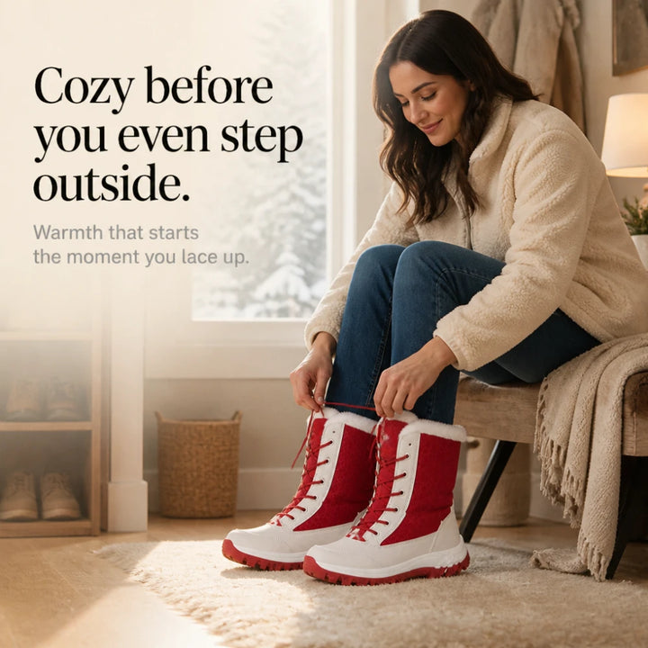 Snowver – Color-Block Faux Fur Trim Winter Boots