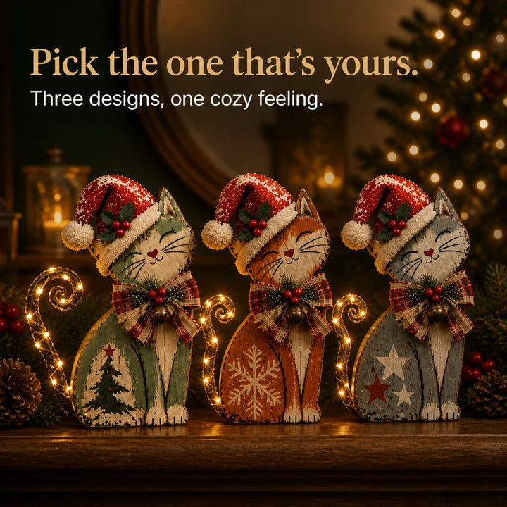 Tinsel & Whiskers – Vintage-Style Lighted Tail Christmas Cat