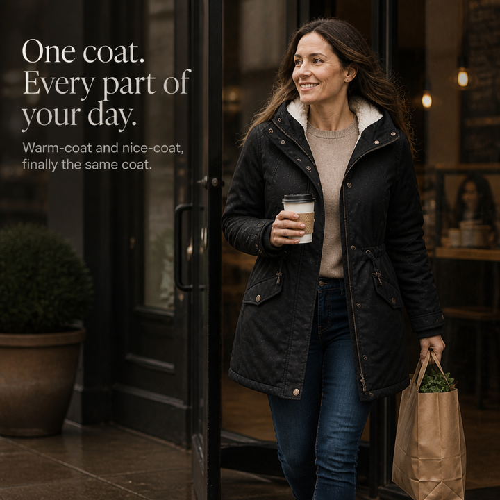 Warmbella – Fleece-Lined Waist-Defining Padded Parka