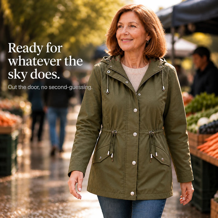 Plaidwell – Detachable Hood Adjustable Waist Rain Jacket