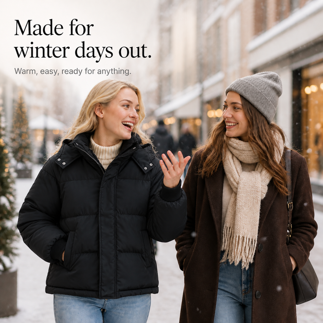 Veluna – Cropped Hooded Puffer Jacket