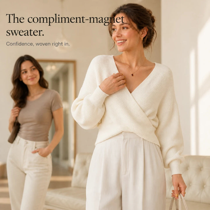 Vellora – Ribbed Cropped Wrap Sweater