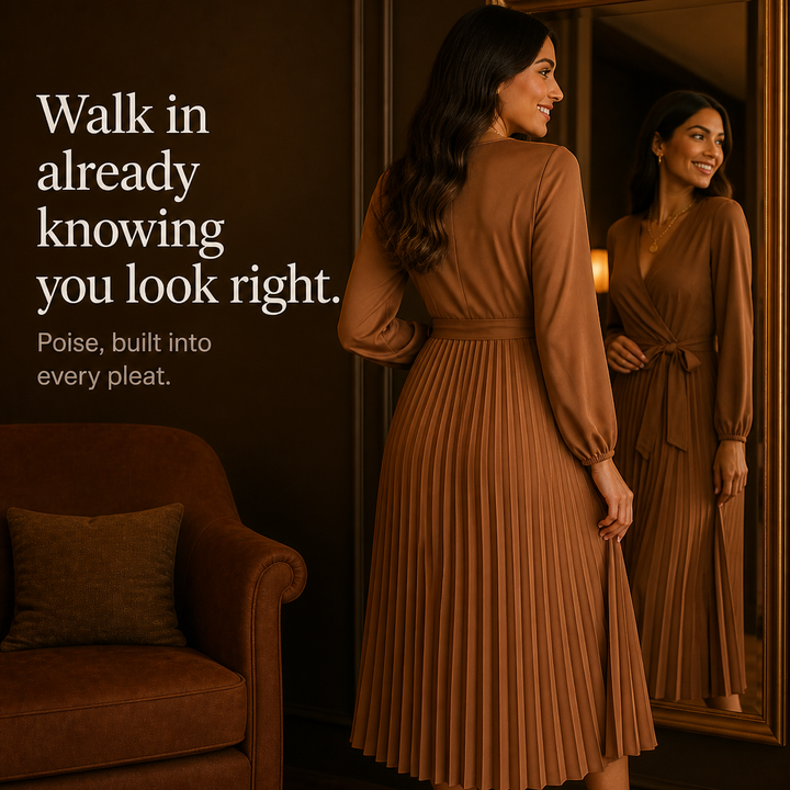 Wearbella – Pleated Wrap-Front High-Waist Maxi Dress