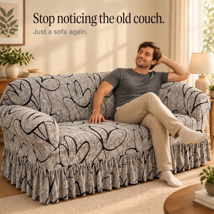 Wrapsody – High-Stretch Ruffled Skirt Sofa Slipcover