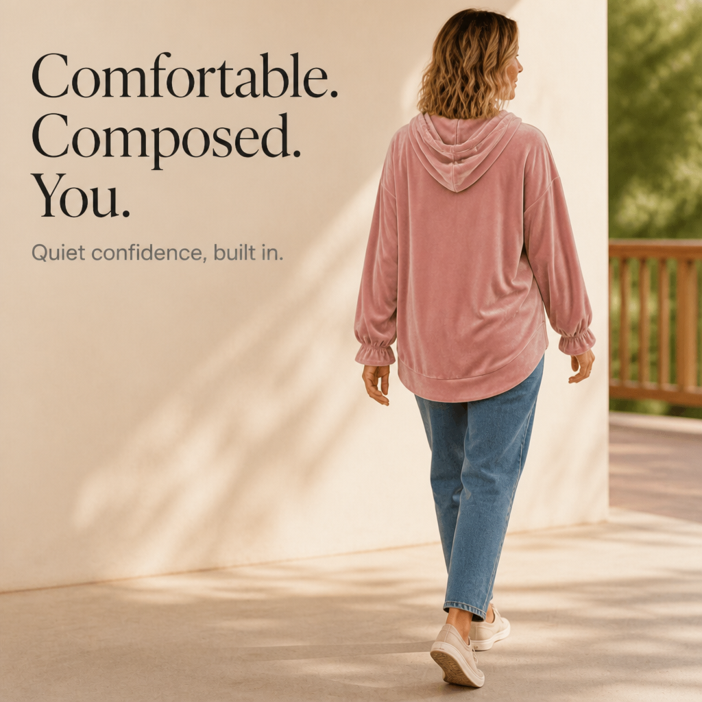 Wearbella – Ruffle Cuff Velvet Relaxed Hoodie