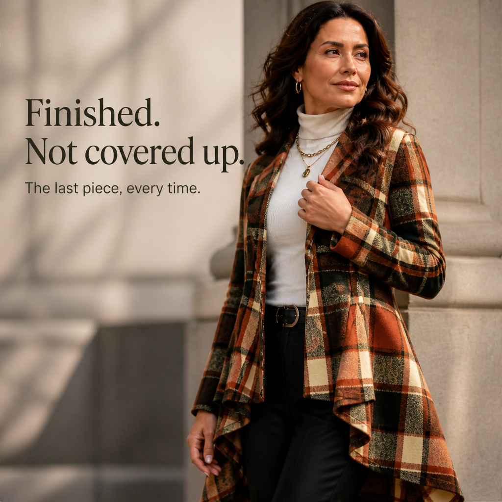 Wearbella – Cinched-Waist High-Low Plaid Peplum Coat