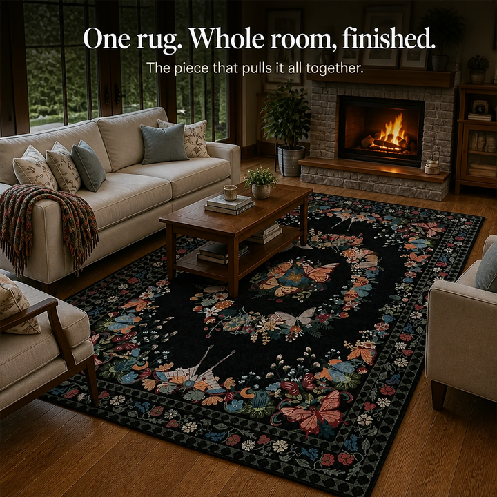Florenza – Floral Butterfly Print Area Rug