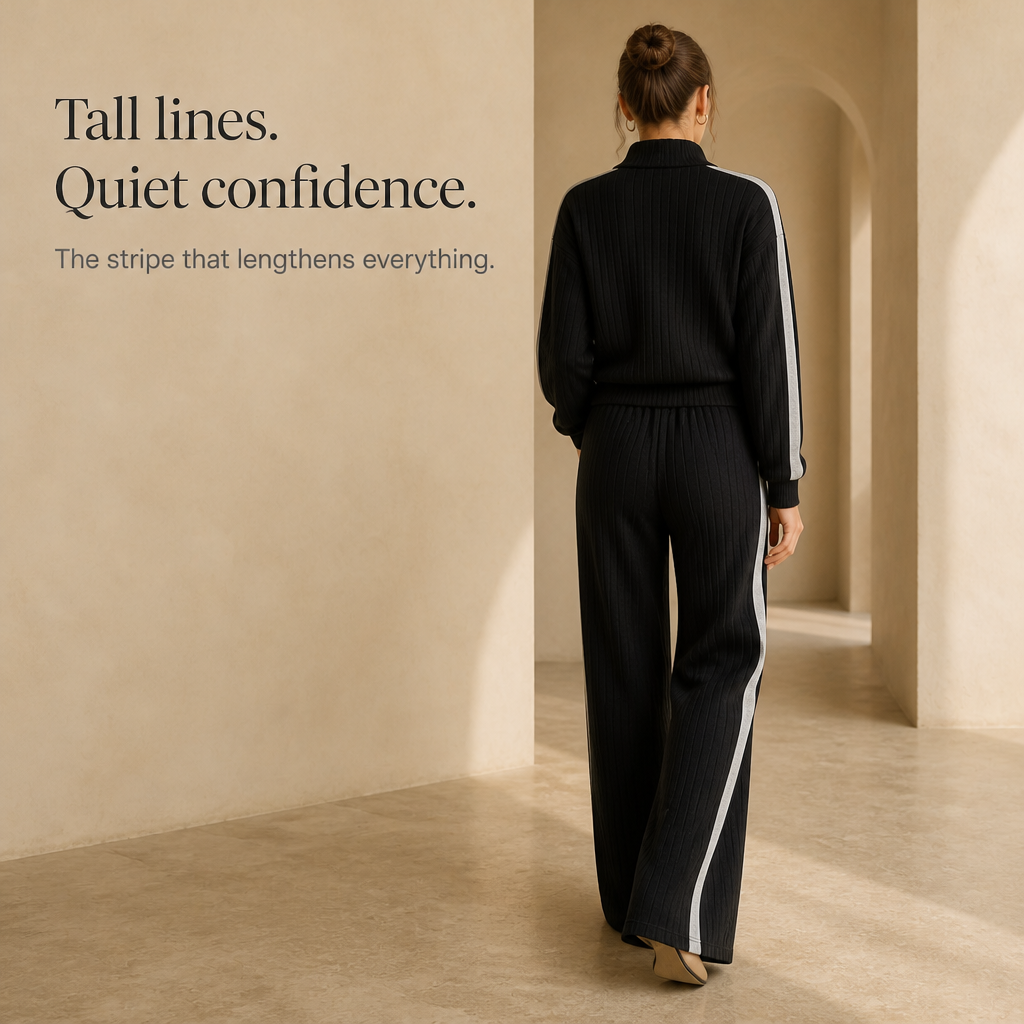 Ribelle – Ribbed Half-Zip Wide-Leg Lounge Set