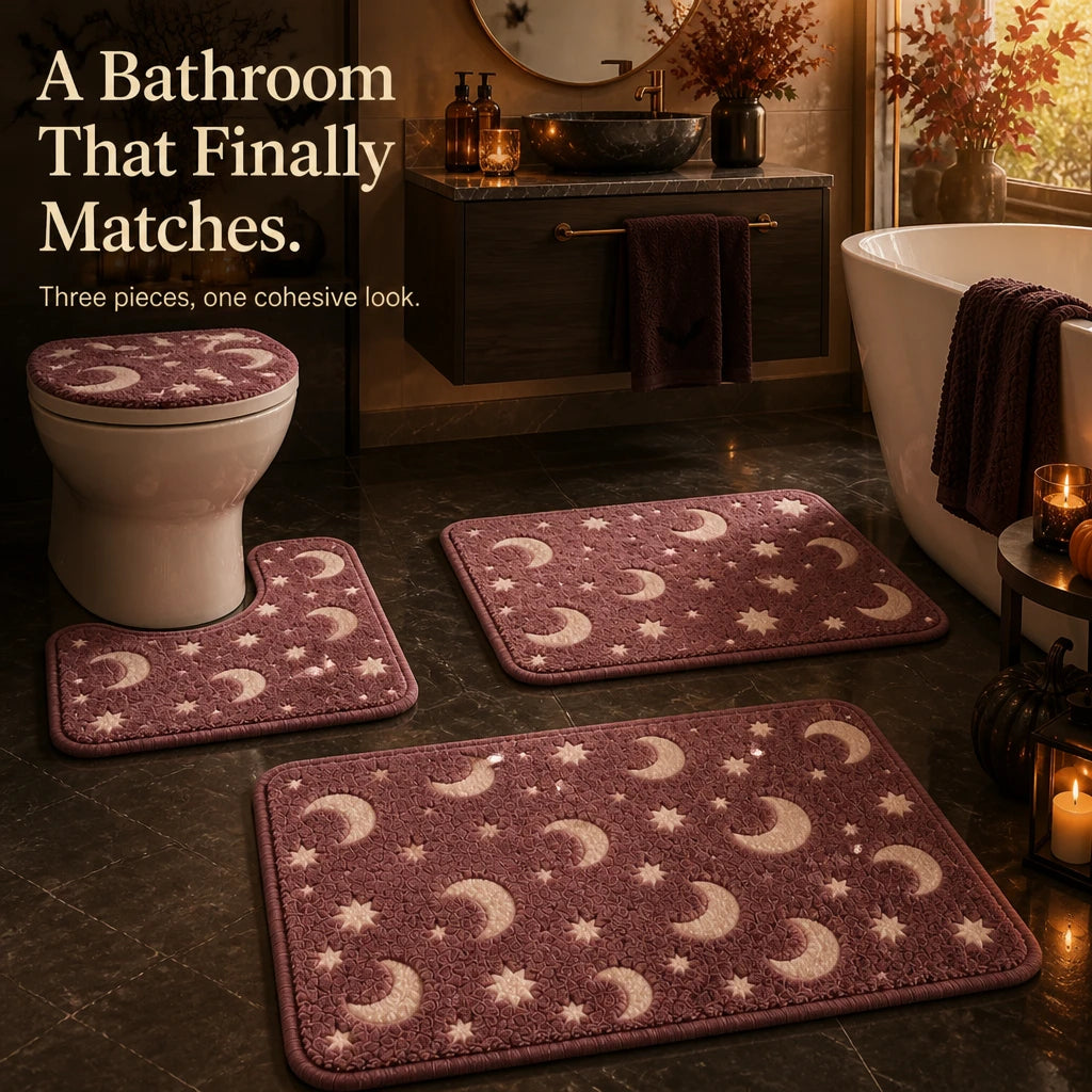 Lunaglow – Glow-In-The-Dark Moon And Star Bath Mat Set