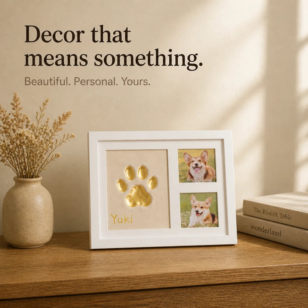 Pawprint Keepsake – Three-Window Paw Print Frame