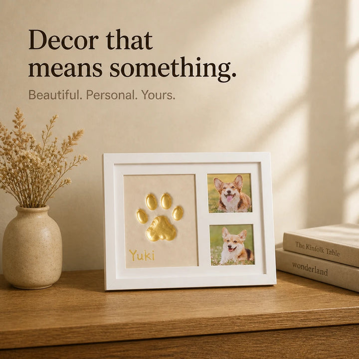 Pawprint Keepsake – Three-Window Paw Print Frame