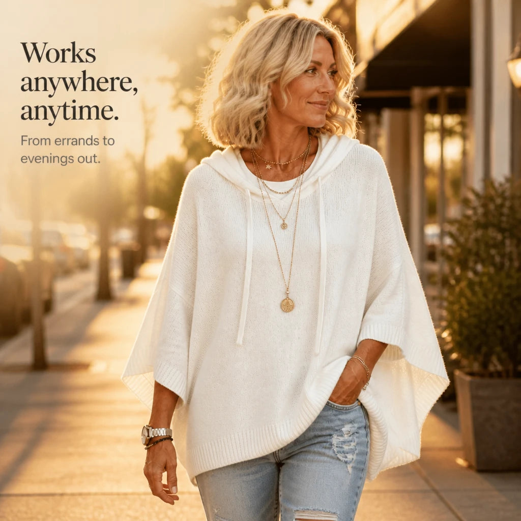 Vintrel – Oversized Open-Knit Distressed Hem Hoodie