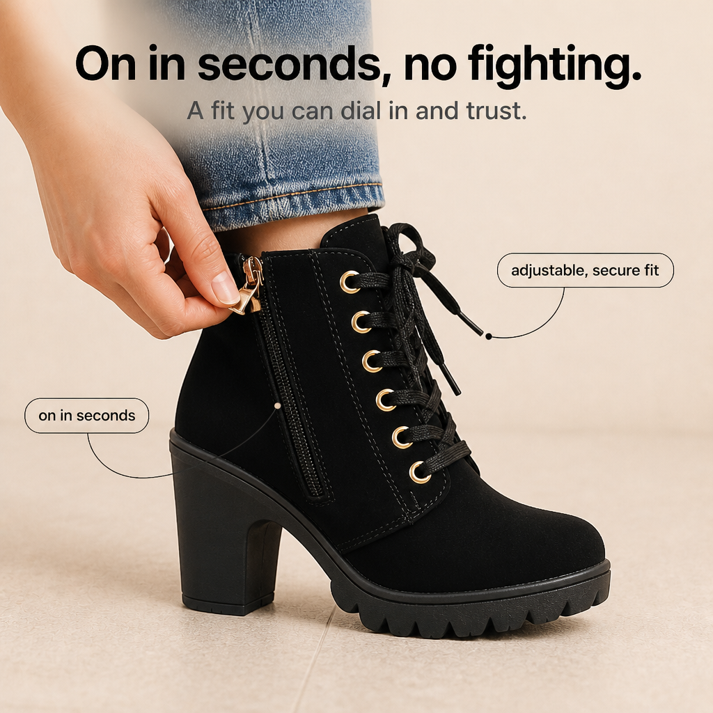 Steadē – Platform Sole Chunky Block Heel Ankle Boots