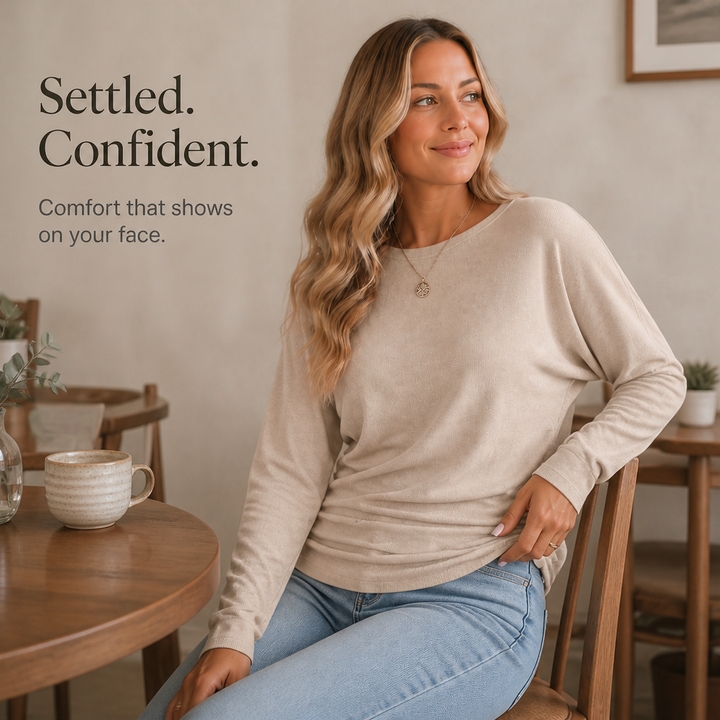 Ruchelle – Side-Ruched Batwing Knit Sweater