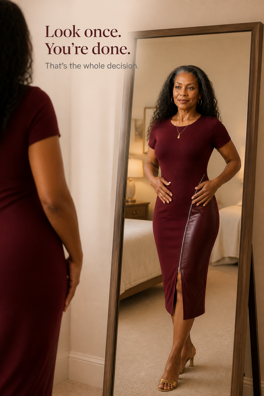 Sixpm – Diagonal Zip PU Panel Bodycon Dress
