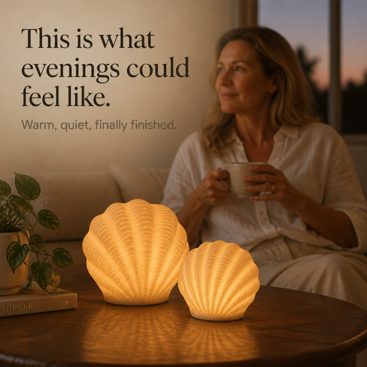 Coastal Glow Co. – Ceramic Shell And Conch Ambient Lamp Set