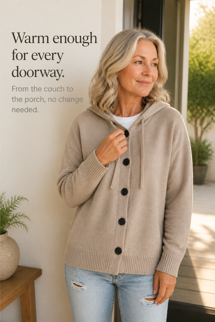 Wearbella – Hooded Ribbed Knit Drawstring Cardigan