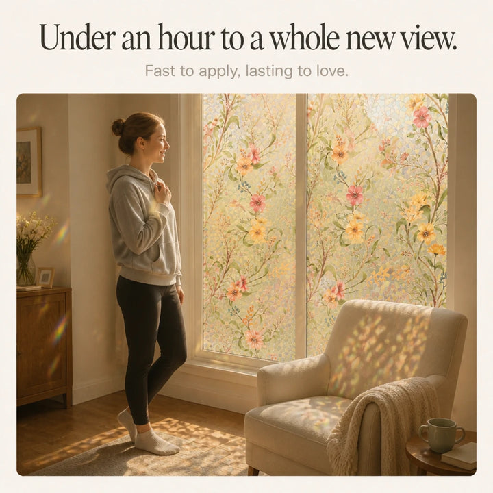 Lumiella – Embossed Floral Stained-Glass Window Film