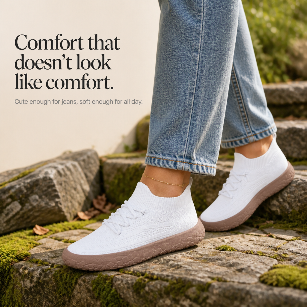 Cloudstep – Knit Mesh Elastic-Collar Slip-On Sneakers