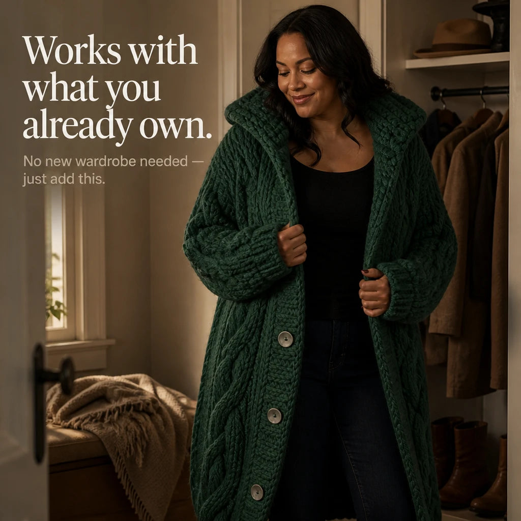 Cable & Clover – Chunky Cable-Knit Oversized Cardigan