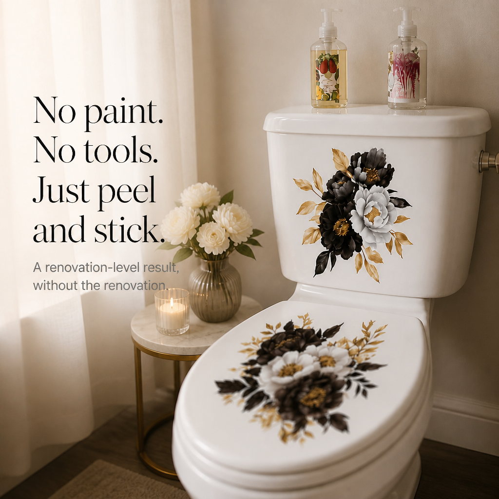 Pearlflora – Layered Floral PVC Toilet Decal Set