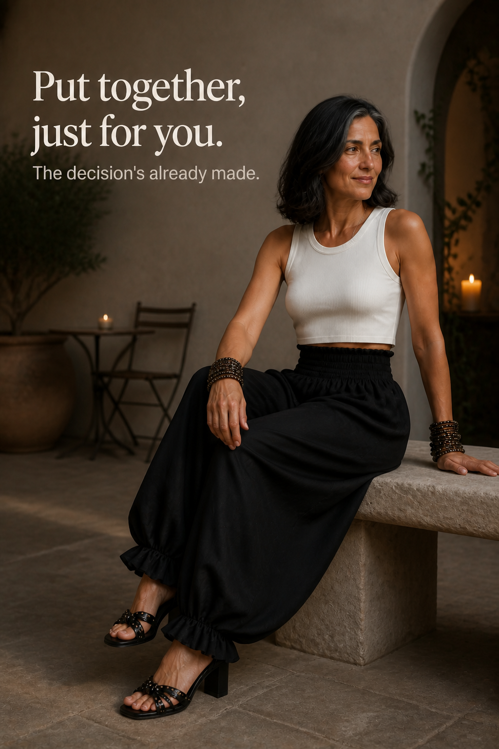 Wearbella – Smocked Waist Ruffled Hem Wide Leg Pants
