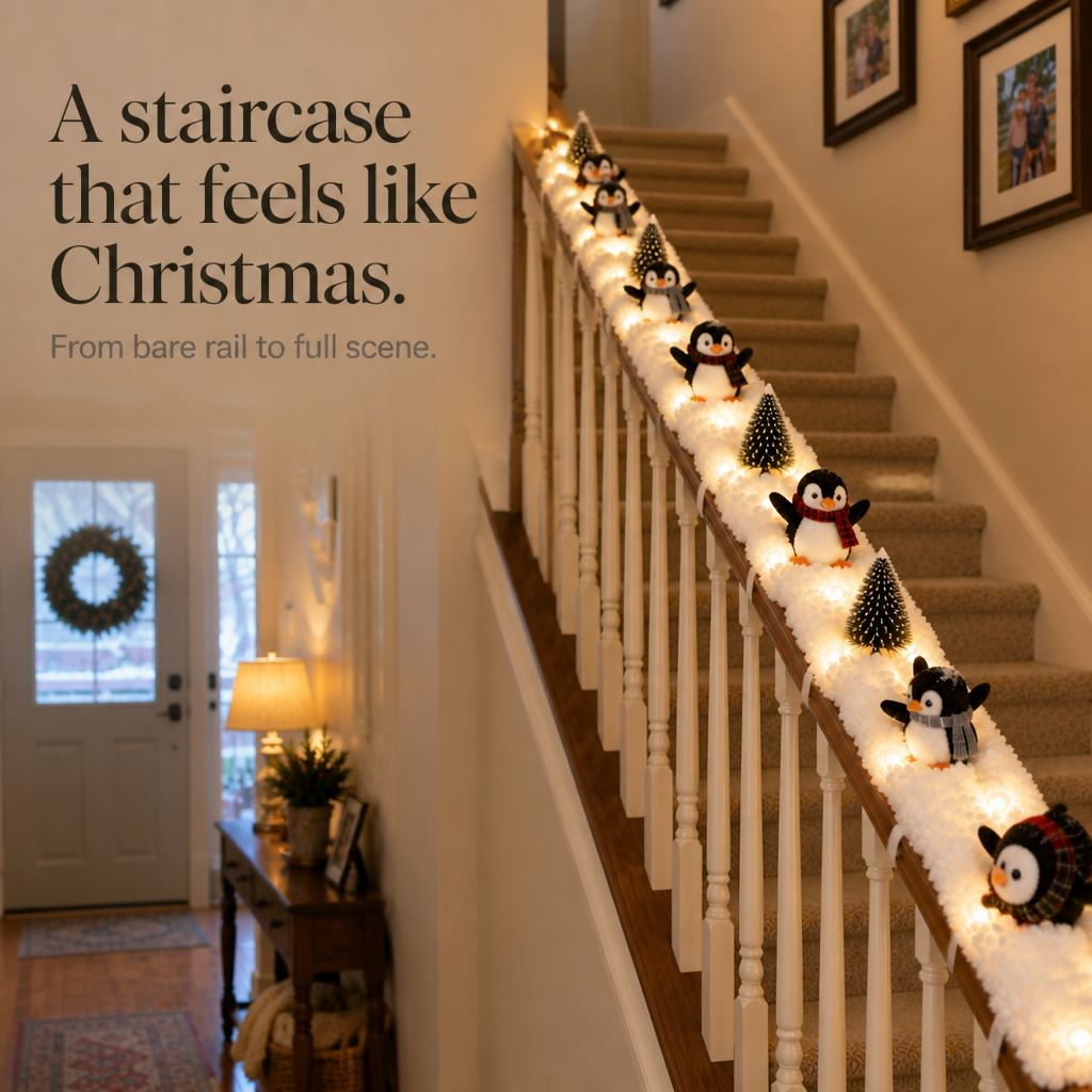 Snowy Steps – Lighted Penguin Christmas Staircase Display