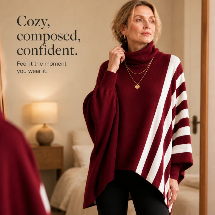 Striata – Asymmetric Striped Turtleneck Sweater
